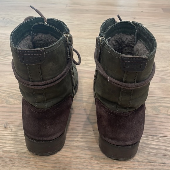 Ugg Green and Brown Suede Combat Boot Sz 9 - Picture 5 of 7